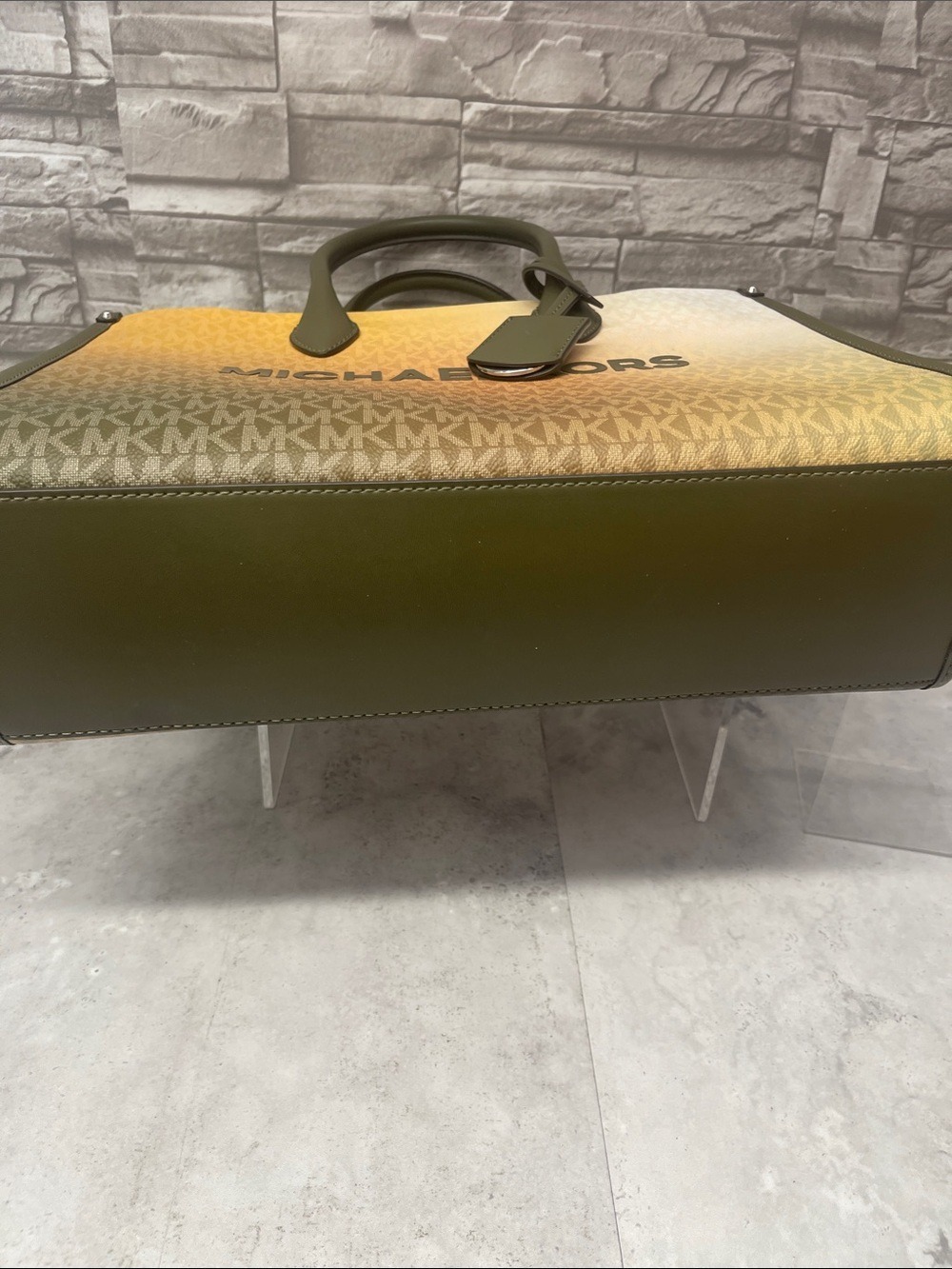 Michael Kors Mirella Medium Satchel Gradient Logo & Matching Wallet Olive Ombre - Picture 6 of 6